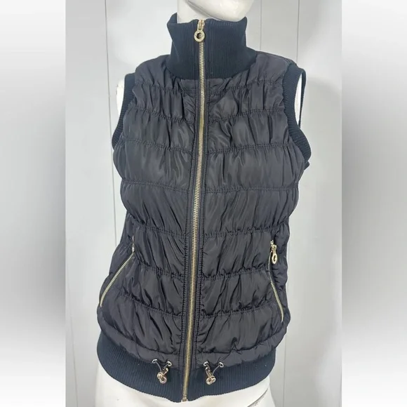 Calvin Klein Performance Womens Black Puffer Vest Size M Full Zip - Picture 1 of 10